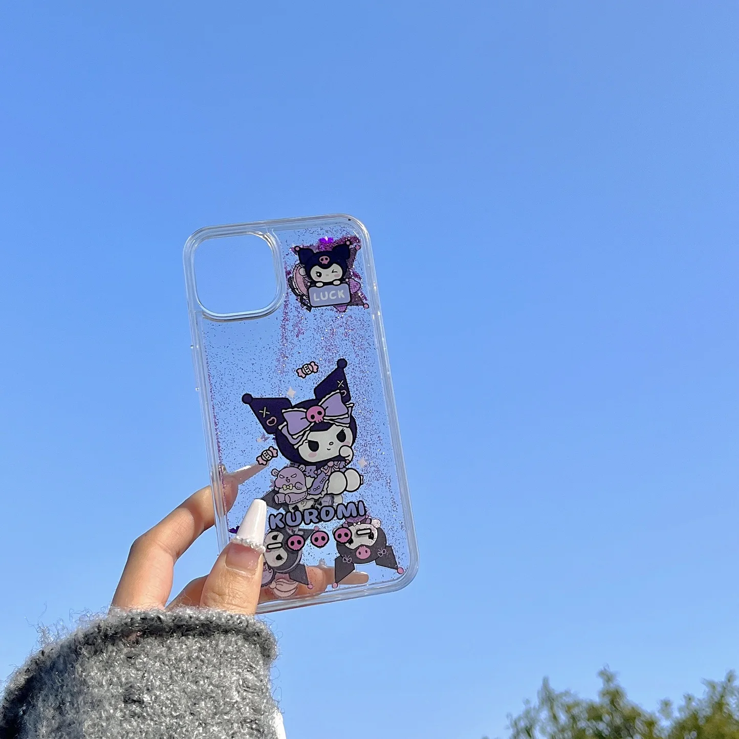 

Kuromi Eye-catching iPhone Protective Cover with Quicksand and Glitter for iPhone 15 Pro Max 15 14 13 12 Pro Max phone case