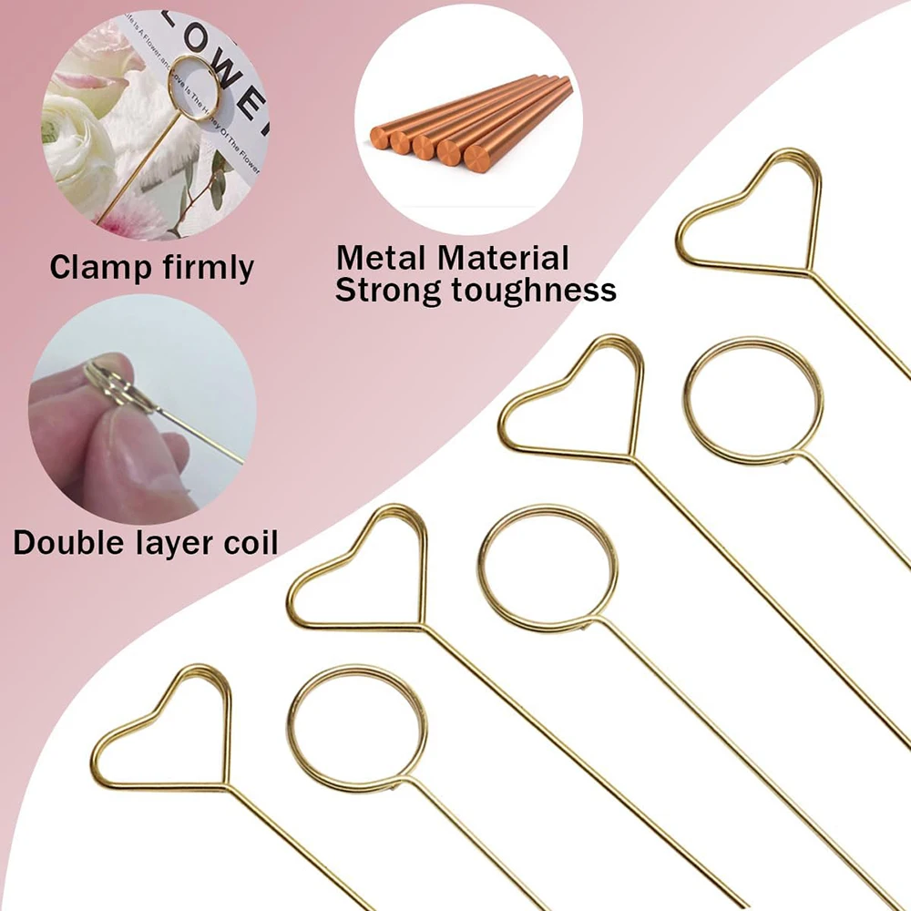 20/40Pcs Floral Card Holder Picks Metal Wire Place Card Holder Picture Holders Photo Stick Clip Floral Picks for Wedding Party floral card holders