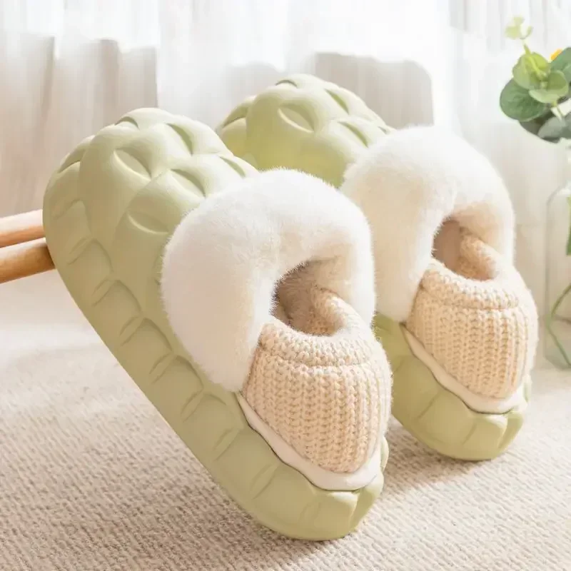 

Winter Cotton Slippers for Women Indoor Home Shoes Ladies Warm Plush Removable Floor Shoes Non-slip Slipper Couple 2024
