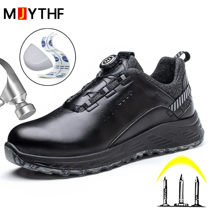 

Men Rotated Button Safety Shoes Puncture-Proof work Sneakers Waterproof Leather Shoes Insulation 6KV Security Boots Protective