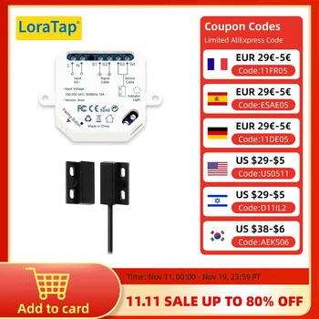 LoraTap Tuya Smart Life เซ็นเซอร์ประตูโรงรถที่เปิด Controller สวิตช์ WiFi Alexa เปิดบ้านรีโมทคอนโทรล Contact Voice Portal 1