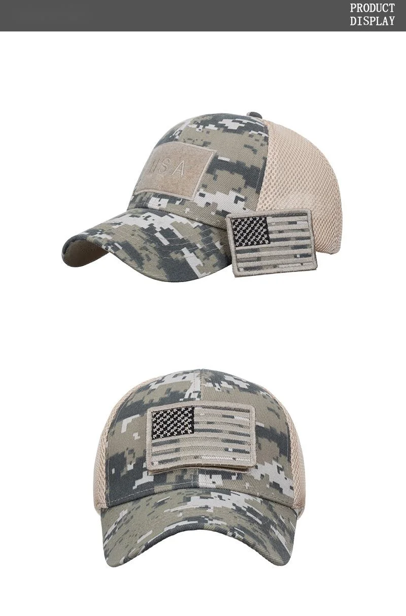 New Hat, American Flag Camouflage Sticker, Embroidered Baseball Cap, Net Cap, Men's Cap, Duck Tongue Cap, Cross-border B688_voghion.com