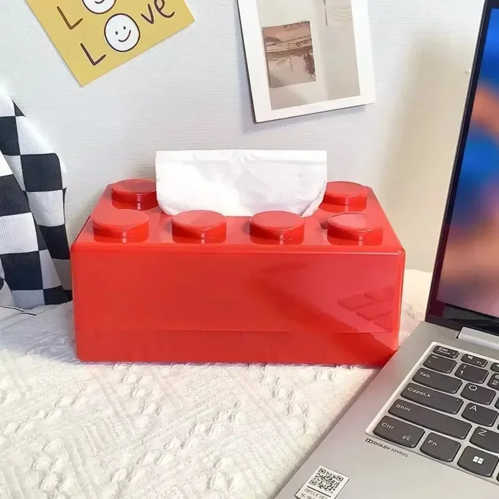 New Creative Building Blocks With Spring Tissue Box Wall-mounted Perforation-free Paper Holder Bathroom Face Towel Box Organizer 4