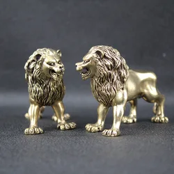 Elegant Brass Lion Statue Decorative Ornament (2PCS SET)