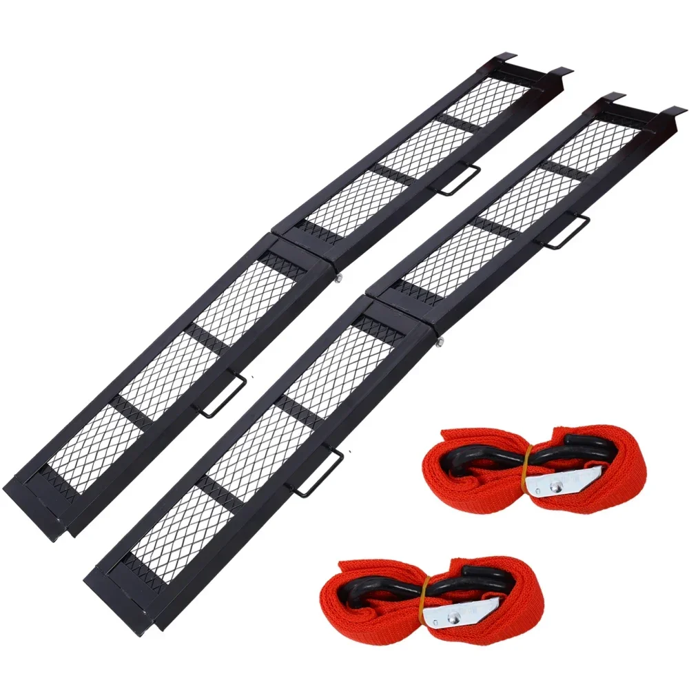 80" Steel Loading Ramp, 800LBS Capacity, Portable Motorcycle Ramp, Folding ATV Ramp for Pick up Truck, Black, Pack of PAIR
