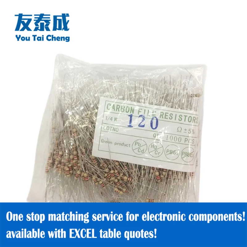 

50PCS Directly Supplied by the Manufacturer, DIP Carbon Film Color Ring Resistor 1/4W(0.25W) ±5% 1Ω(Ohm)-10MΩ 2.2R 4.7K 3.3M