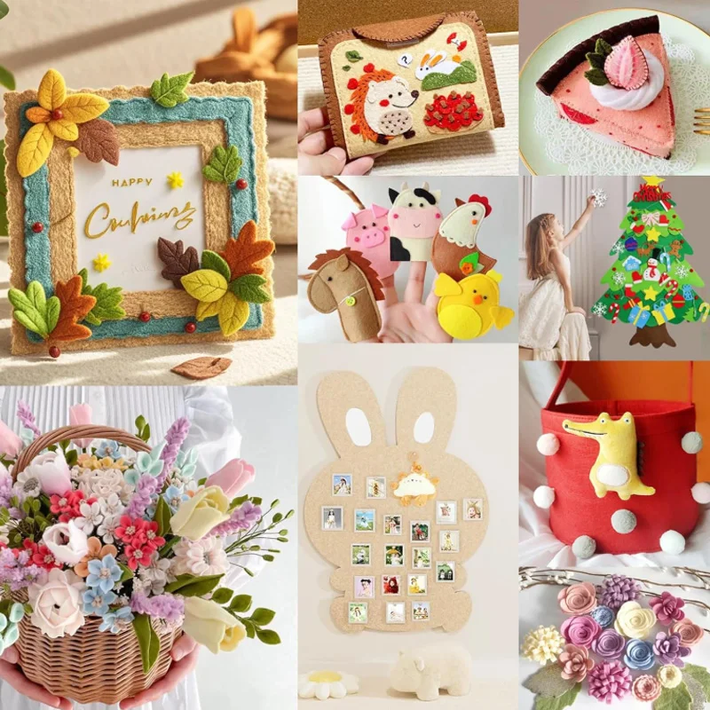 66 Stück helle Filzplatten, 20*30 cm, perfekt für DIY-Bastelarbeiten, Nähen und Patchwork sowie Kunstprojekte. – Detail 7