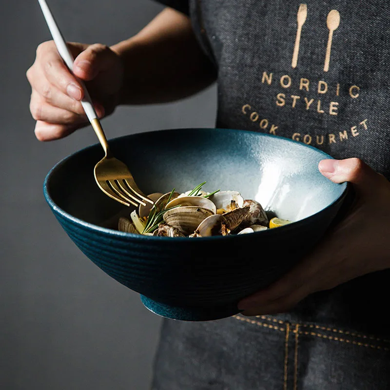 Japanese Ramen Bowl Ceramic Single Noodle Household Salad large Creative Special Restaurant Tableware | Дом и сад