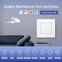 BSEED Zigbee Click Switches Series 1/2/3/4Gang Wall Smart Light Switches Yellow Backlight Glass Frame Tuya APP EU Stair Switches - Image 2