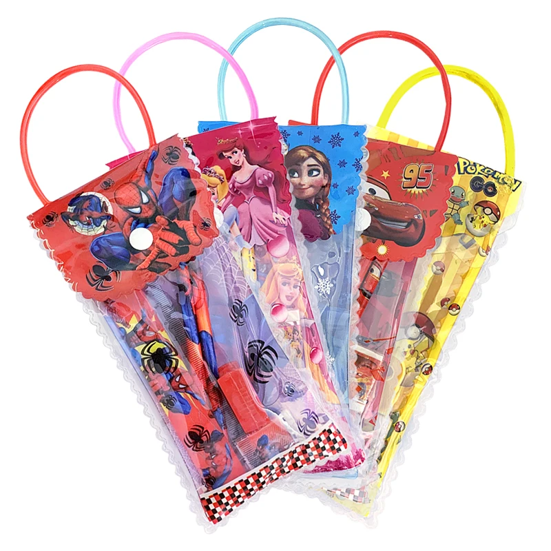 Disney Mcqueen Frozen Spiderman Pencil Eraser Righello 4 Pz/Set Cartoon Pencil Materiale Scolastico Scrittura Disegno Studio Cancelleria
