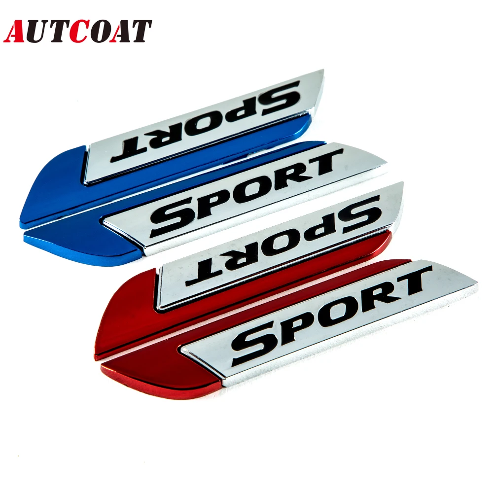 

AUTCOAT 1Pair Metal SPORT Car Side/Rear/Front Decorations Badge Emblem 3D Self-Adhesive Nameplate Sticker for Car