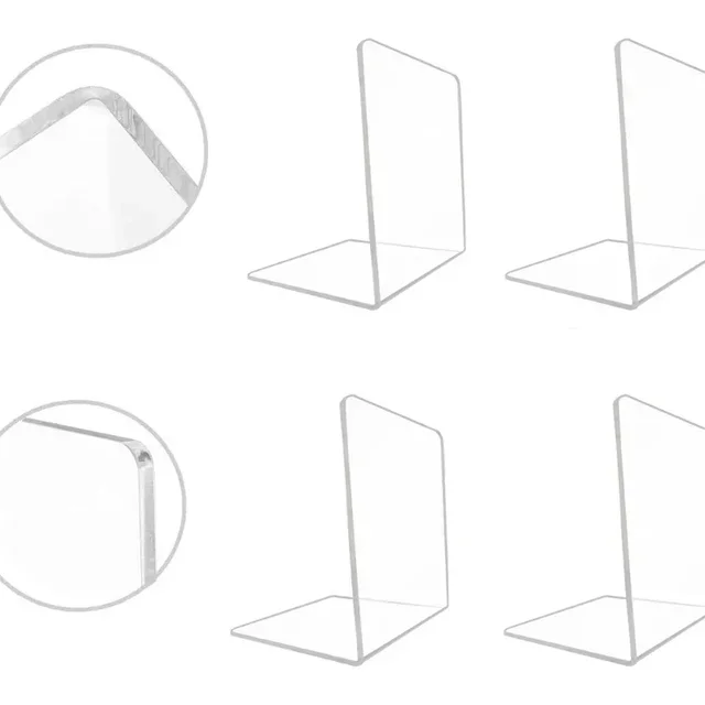 1PC Transparent Acrylic Bookends Stand Bookshelf Desktop Decorative Storage Rack Bookend Book Holder Organizer School Stationery 3