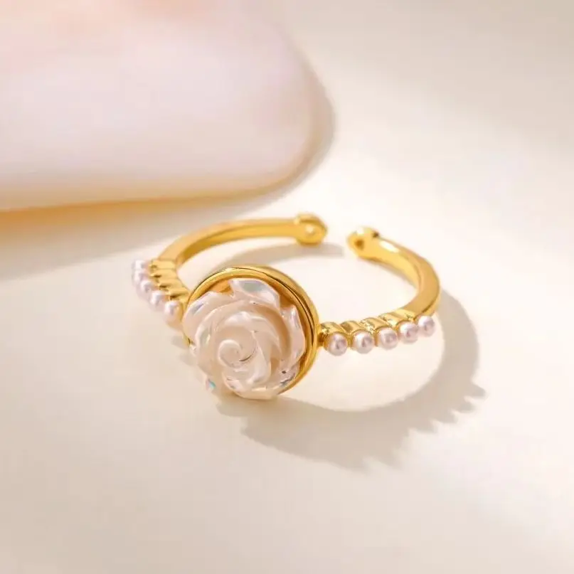 Elegant Ring Imitation Pearl Stainless Steel Y2K Jewelry