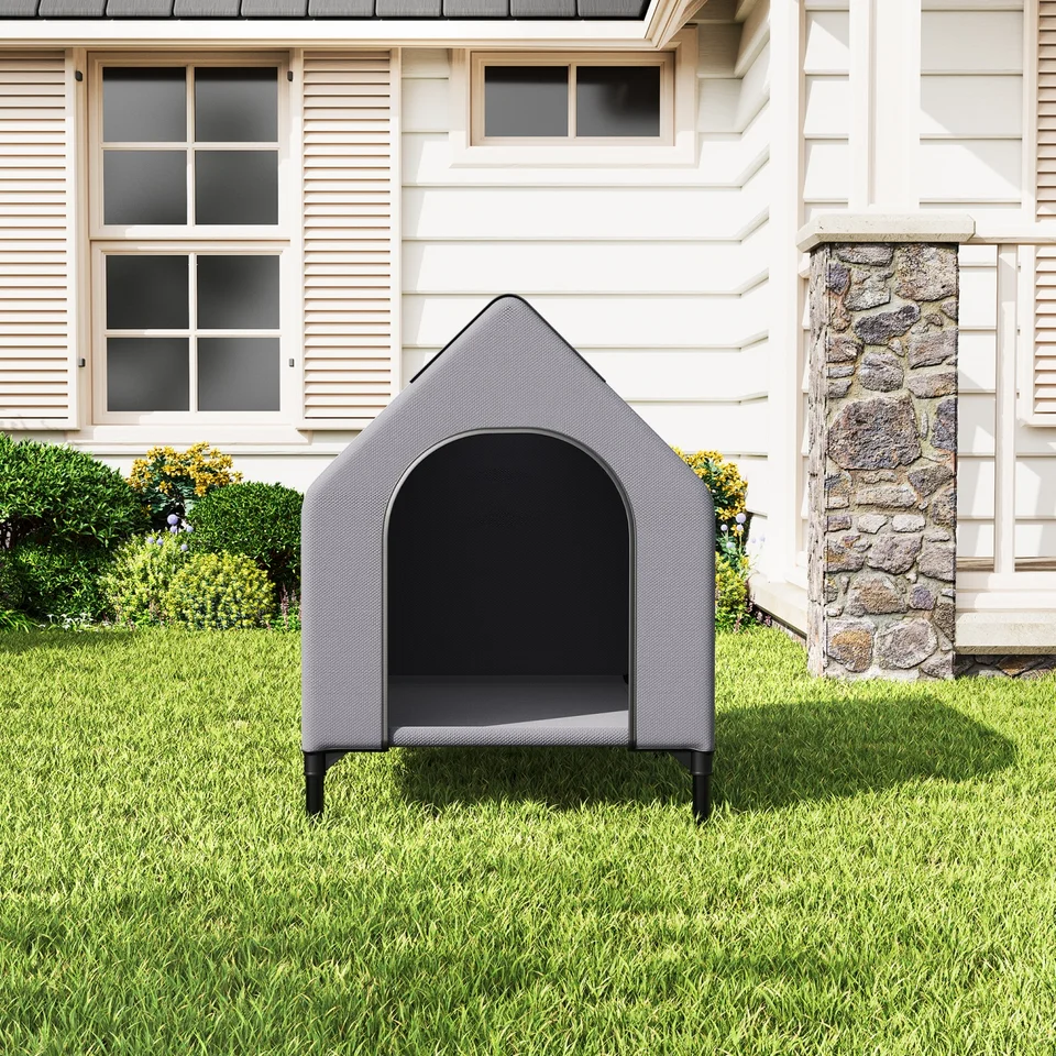 Weatherproof Elevated Dog House with Metal Frame