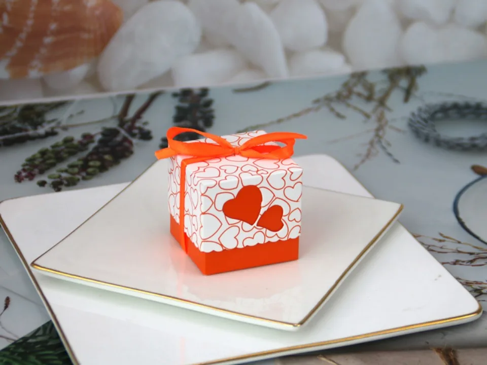 50Pcs Double Love Heart Candy Gift Boxes with Ribbon Wedding Favor Boxes Party Packagin... - SKU HCGB1016 - UGI Packaging