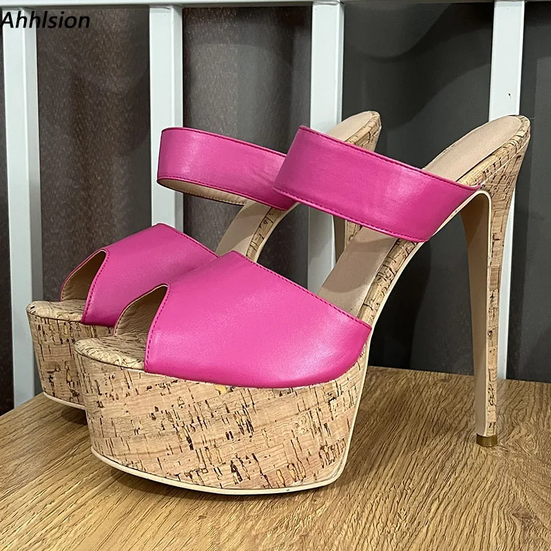 

Женские летние босоножки на платформе Ahhlsion с ремешком на пятке, привлекательные туфли на шпильке с открытым носком, Красивая фуксия, размеры США 5-20