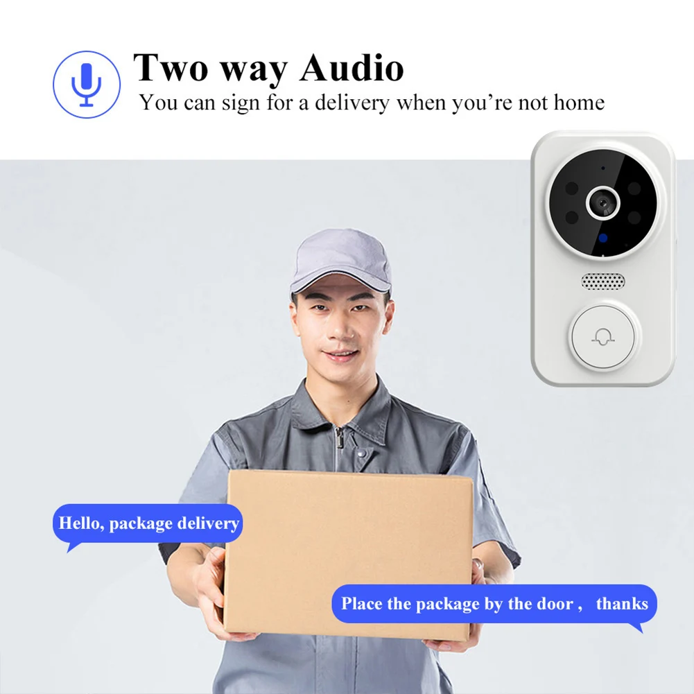 WiFi 스마트 비디오 초인종 카메라 양방향 오디오 지능형 초인종 나이트 비전 빌라 홈 오피스 아파트용 전면 도어 카메라