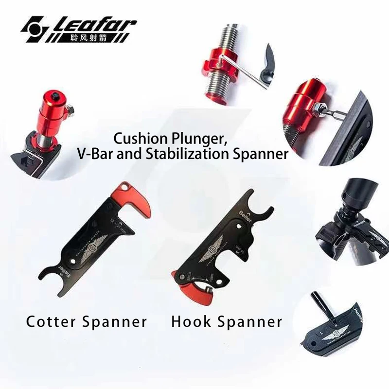 Archery Cotter Spanner / Hook Spanner Suitable for Beiter Cushion Plunger diandian Stabilization/V-bar Multiple use archery spanner