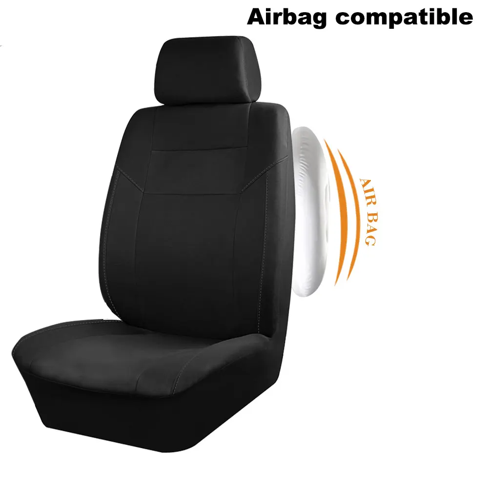 AUTOKING Universal Black Gray Beige Polyester Car Seat Covers Full set Car Accessories Interior Fit for most Car Suv Van Truck — view 3