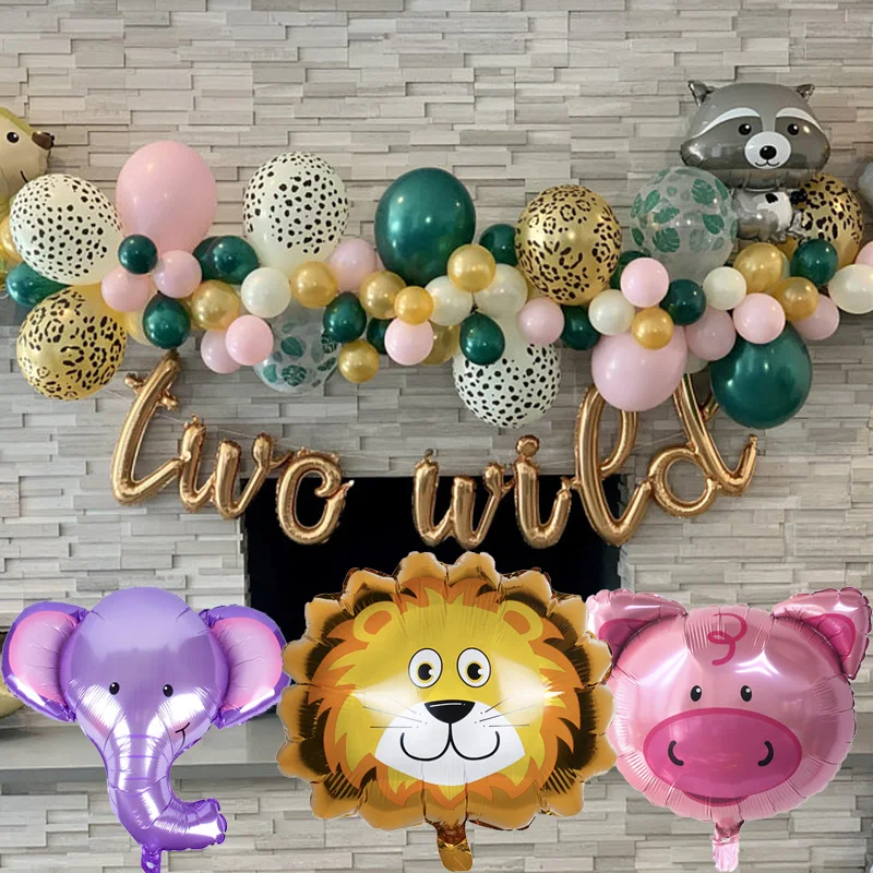 

1pcs Jungle Safari Animal Elephant Lion Tiger Monkey Foil Balloon For Kid Wild One First Birthday Party Decor Baby Shower Globos
