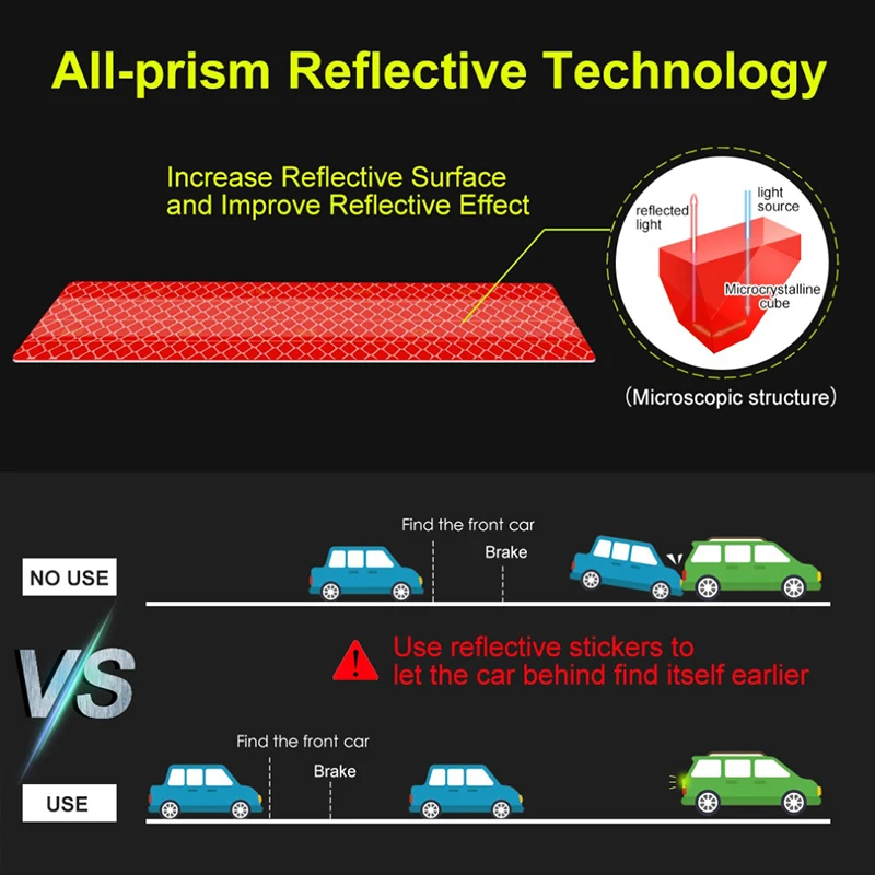90cm Reflective Car Decal Safety Warning Reflector Tape Car Stickers Anti Collision Warning Reflector Sticker Auto Accessories reflective car sticker car reflector sticker reflective stickers reflective sticker car vinyl sticker car door stickers
