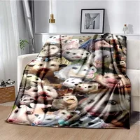 Opossum Screm Cute Pattern Blanket Flannel Plush Blanket Possum Animal Soft Throw Bedroom Sofa Warm Blanket Picnic Blanket Gift 2