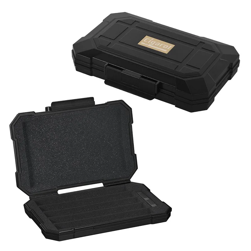 

Portable cigar box for business travel, plastic sponge cigar humidor five-pack