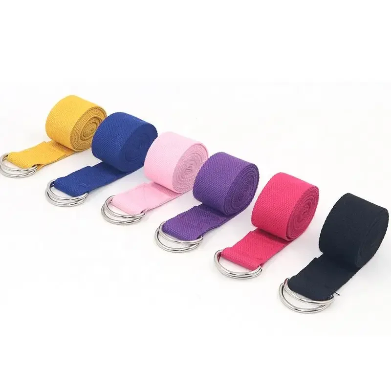 1Pc Yoga Strap For Yoga Pilates Ballet Dance With Adjustable D-Ring Buckle Cotton Belt For Fitness Daily Stretching