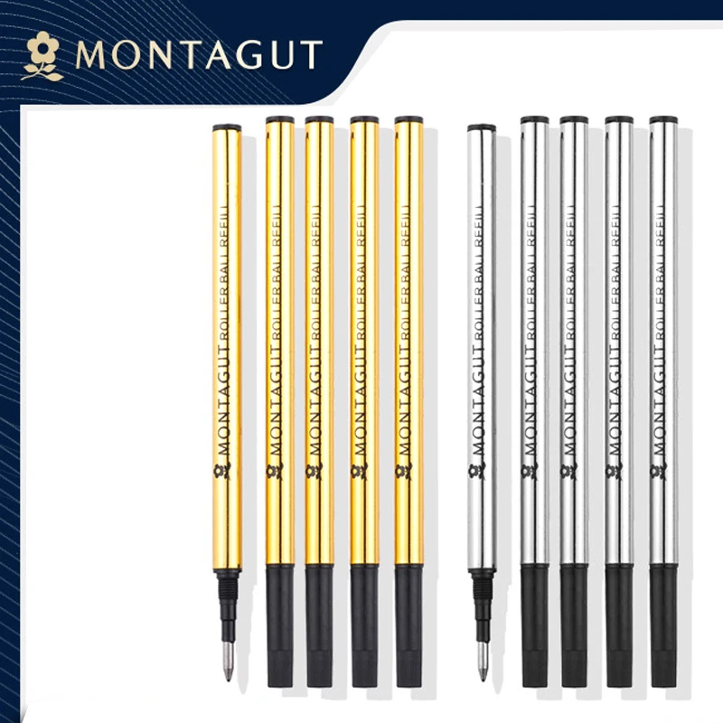 Montagut Lots Of 5 Pcs Roller Ball Pen 0.5mm & 0.7mm Refill High Grade Black Ink & Blue Ink Red Ink For Choice Wholesale jinhao golden dragon king fine pearls set 18kgp nib fountain pen black white gray for business office choice best gift