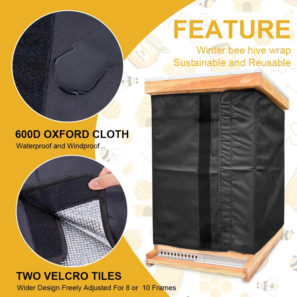 75.2 X 23.5 Inches 600D Oxford Winter Beehive Wrap Windproof Winter Bee Hive Protection Cover Beekeeping Supplies