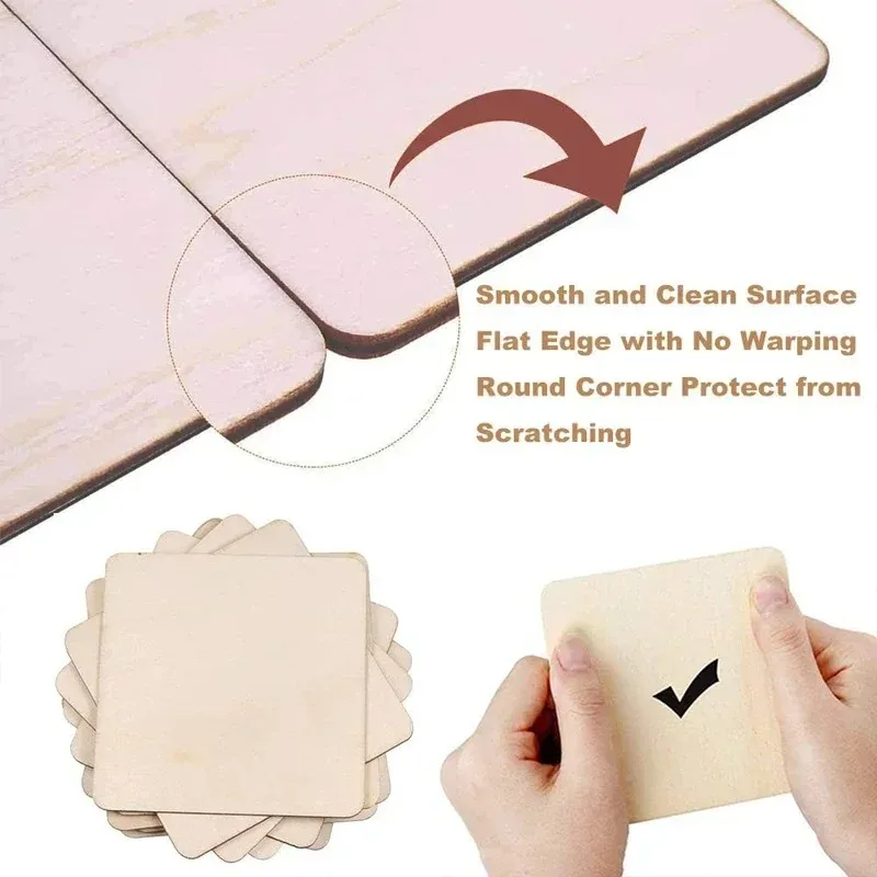 Versatile Unfinished Blank Wood Squares for Crafts, Art, and Home Decor