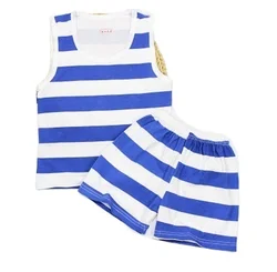Ensemble de gilet d'été rayé en coton pour enfants, vêtements pour garçons et filles, vente en gros 