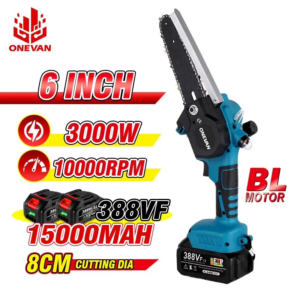 ONEVAN3000W6inchBrushlessCordlessChainSawRechargeableChainSaw