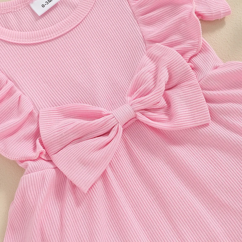 

Летняя одежда для новорожденных девочек, трикотажный комбинезон в рубчик с коротким рукавом, платье, однотонный комбинезон с оборками, юбка, боди, одежда