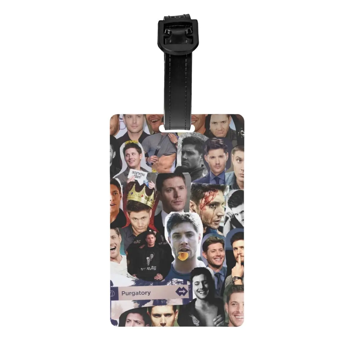 

Jensen Ackles Collage Luggage Tag for Travel Suitcase Supernatural Dean Winchester Privacy Cover ID Label