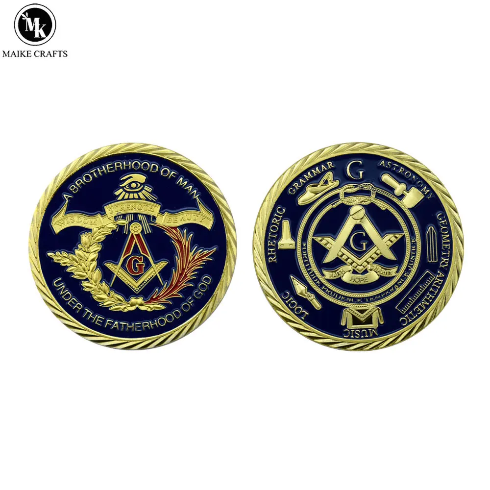 European Masonic Commemorative Coin Freemasonry Brotherhood Badge Metal Crafts Decorative Coin Collection Gift