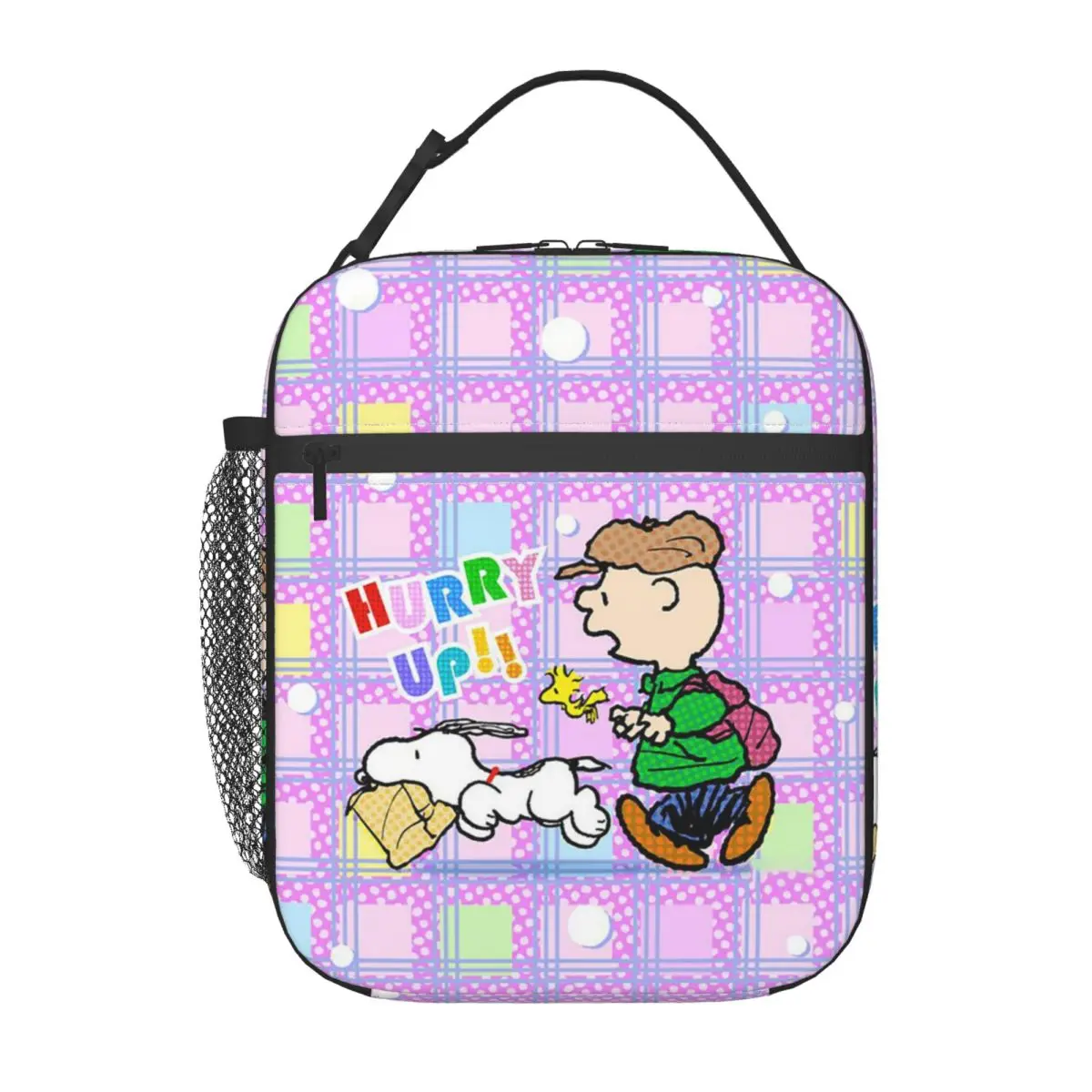 thumbnail image 1 of Bolsa de almuerzo con aislamiento térmico personalizada con diseño de Charlie Brown y hojas rastrilladas, lonchera reutilizable para mujeres, bolsas de mano para guardar alimentos para niños, 1 of 5