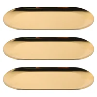 3 Pcs Stainless Steel Tray Bathroom Storage Trinket Make up Decorative Trays Vanity 1