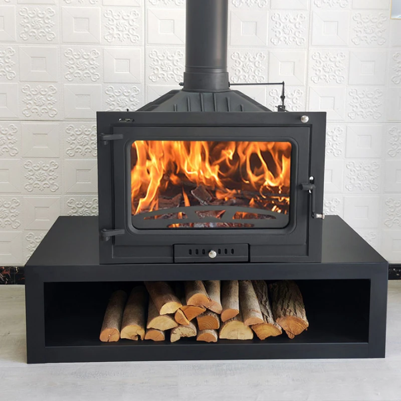 Fireplace Home Living Room Decorating Warming Cast Iron Villa Built-In Wood-Burning Flame Heating Stove 2
