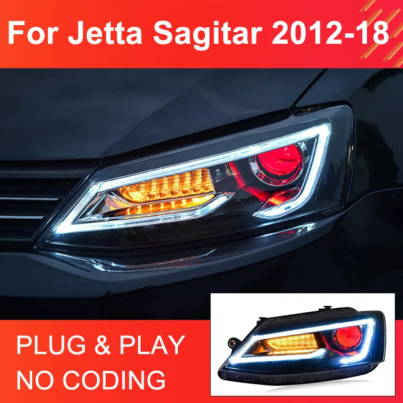 

NEW LED Head Light Assemly for VW Jetta Satigar 2012-2018 Headlights Plug and Play with Full LED DRL Dynamic Turn Head Lights