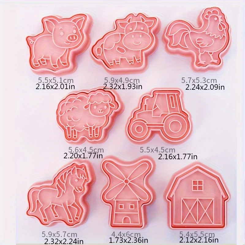 Cookie Cutter 8Pcs/Set Farm Animal Biscuit Mold Windmill Cow Pig Horse Chicken And Sheep Cookie Cutting Mold Sugar Flipping Baking And Pressing