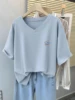 Plus Size 6XL 150KG Summer Women's Cartoon Cotton Short Sleeve T-shirt V Neck Lady Tops Big Large Size T Shirt Woman Clothing