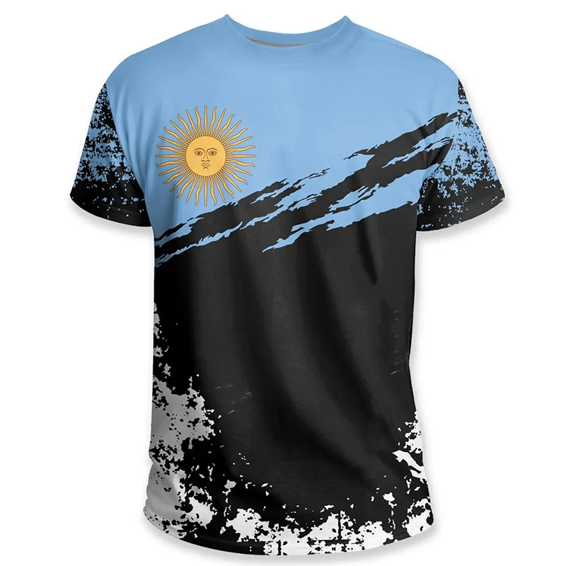 3D-Print-Argentina-T-Shirt-For-Men-Argentine-Flag-Emblem-Tees-Casual ...