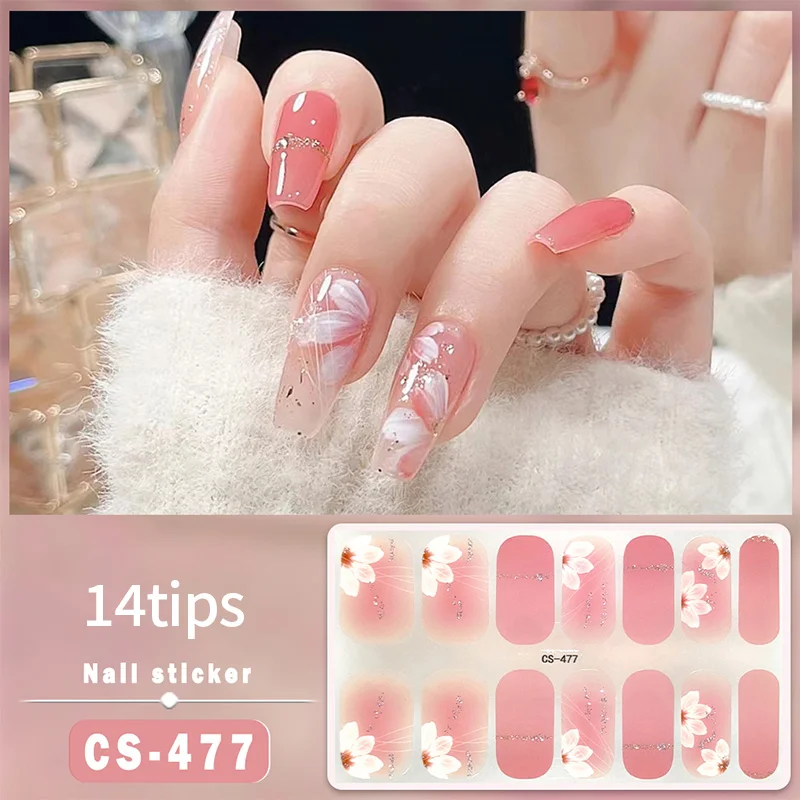 Description Picture 5 of item14 Tips Full Cover Gel Nail Strips Sticker Long-Lasting Nail Polish Strips Wraps Nail Art Stickers Self-Adhesive DIY Slider