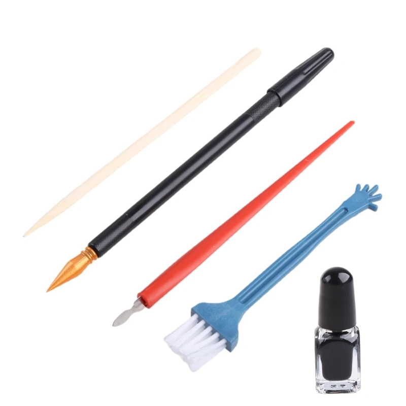 

B36C 5PCS for Paper Painting with Dual-tip Scratch Pen Scraper Brush