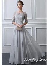 

Half Sleeves Mother Of The Mother Dresses Lace Applique Sliver A-Line Chiffon Evening Party Guest Gown robe de soirée femme 2022