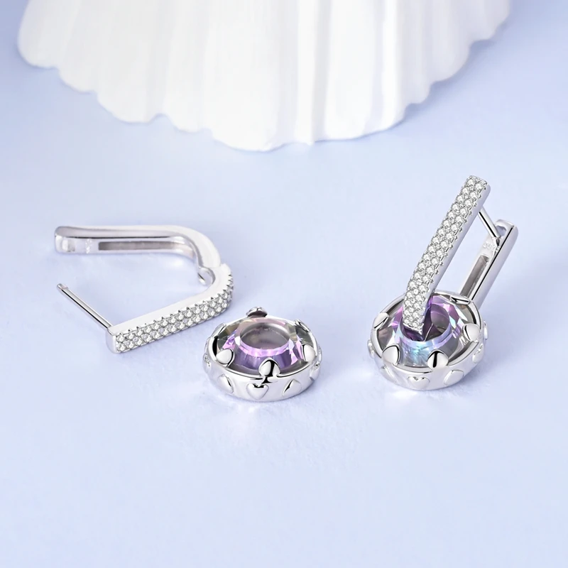 Ohrringe aus 925er-Sterlingsilber, einfache Herz- und Kreis-Ohrringe für Damen, Hochzeit, Verlobung, Party, feiner Ohrring, Schmuck, Geschenk – Detail 27