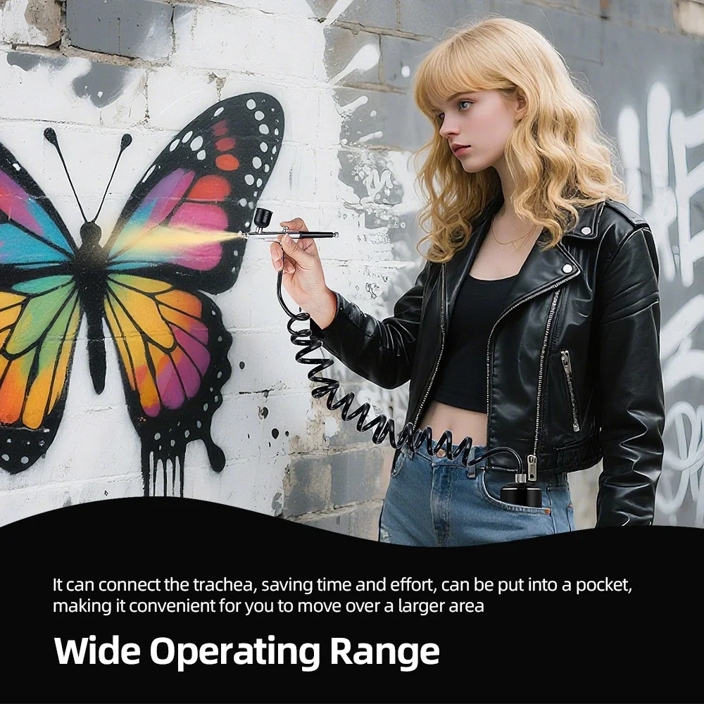 0.3mm Nozzle Portable Airbrush Kit Mini Spray Gun Air Pressure Wireless Operation Suitable For Manicure Tattoos Art Painting