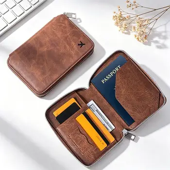 Porta Passaporto con Cerniera, Grande Capacità, Organizzatore Biglietti, Porta Carte, Portafoglio da Viaggio, Porta Monete