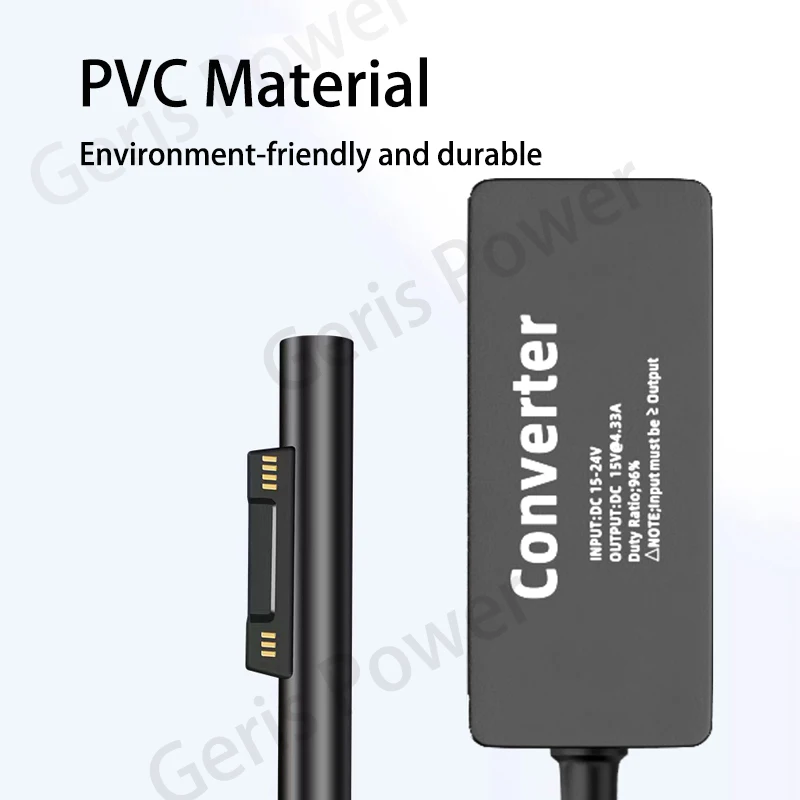 15V 65W DC Power Adapter Converter for Microsoft Surface Pro 3 4 5 6 7 8 9 Book 1/2 USB C PD to Laptop Charger for Surface Go